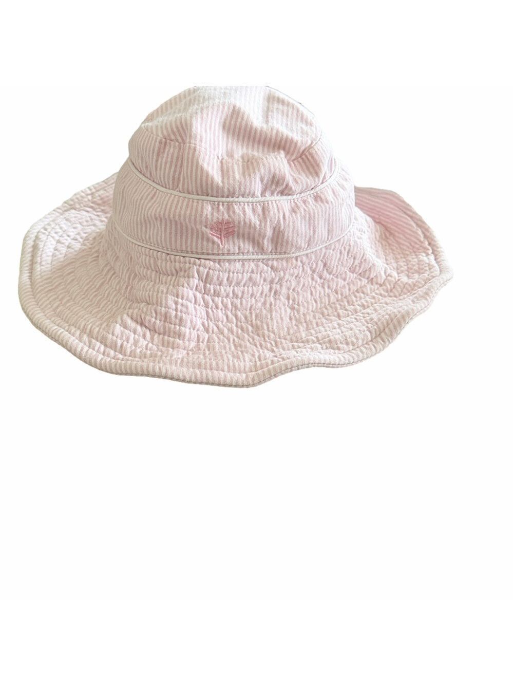 Coolibar Girls UPF 50+ Sun Hat Pink White S/M Beach Travel